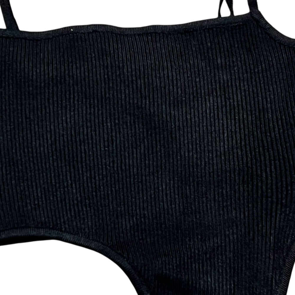 RtA Ribbed Asymmetrical Hem Crop tank top spaghetti strap black size small - Picture 7 of 12